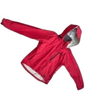 WOMENS REI RED LIGHTWEIGHT WINDPROOF RAINPROOF REMOVABLE HOODED JACKET, S